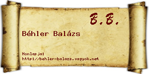Béhler Balázs névjegykártya